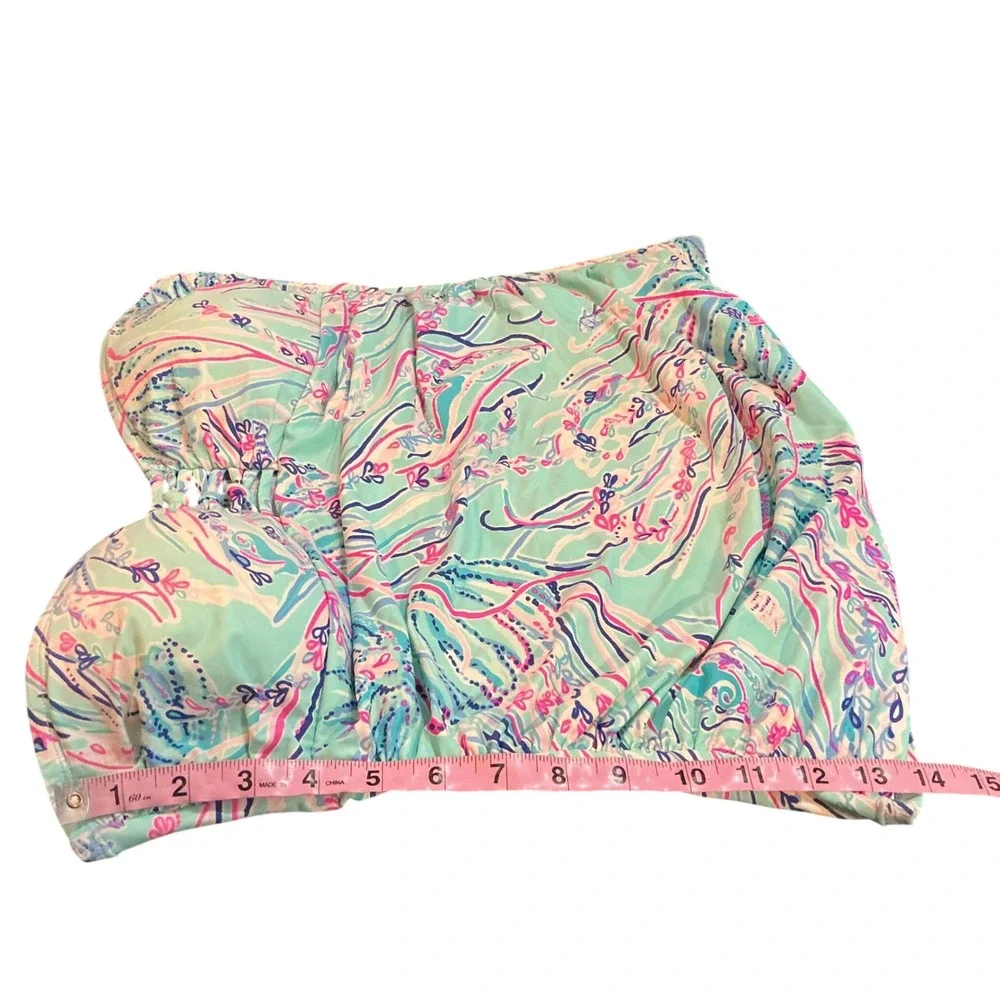 Lilly Pulitzer Size 10 Lulo Strapless Tankini Top in Bayside Blue Under the Moon